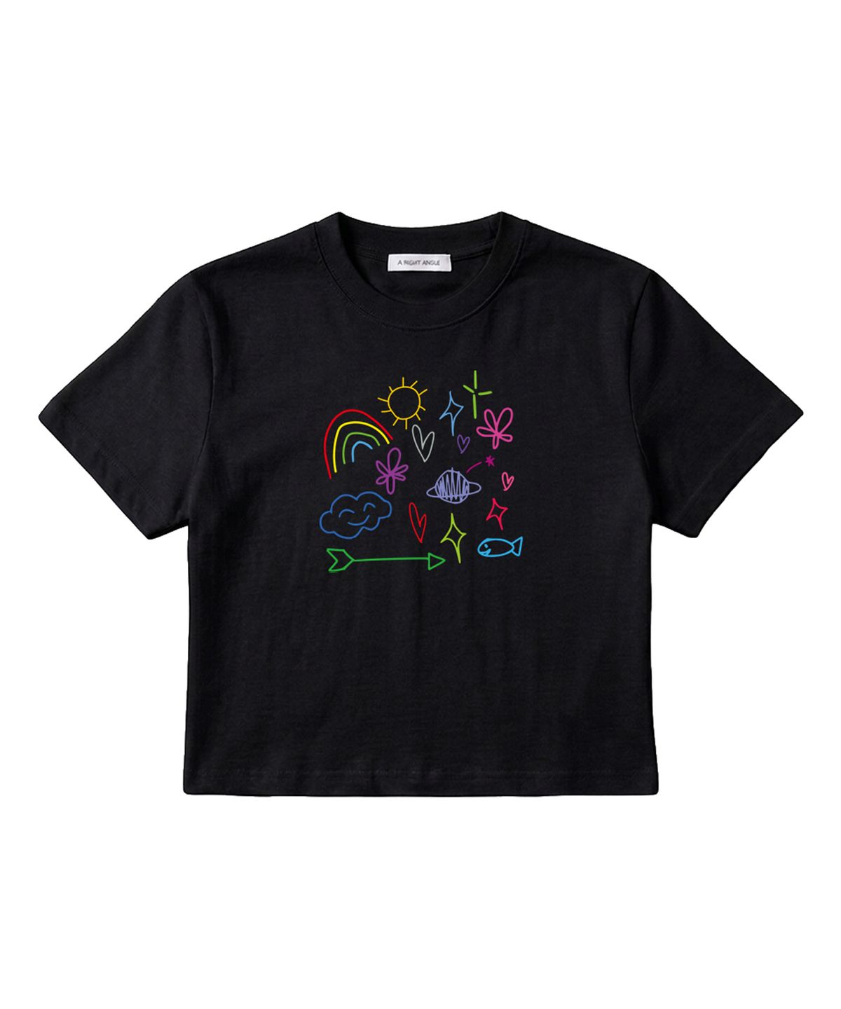 어라이트앵글(ARIGHTANGLE) RAINBOW CROP TEE(BLACK)