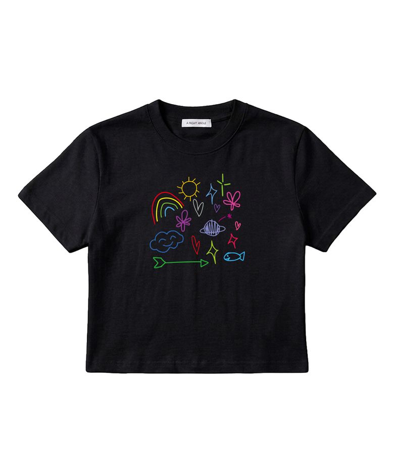 RAINBOW CROP TEE(BLACK)