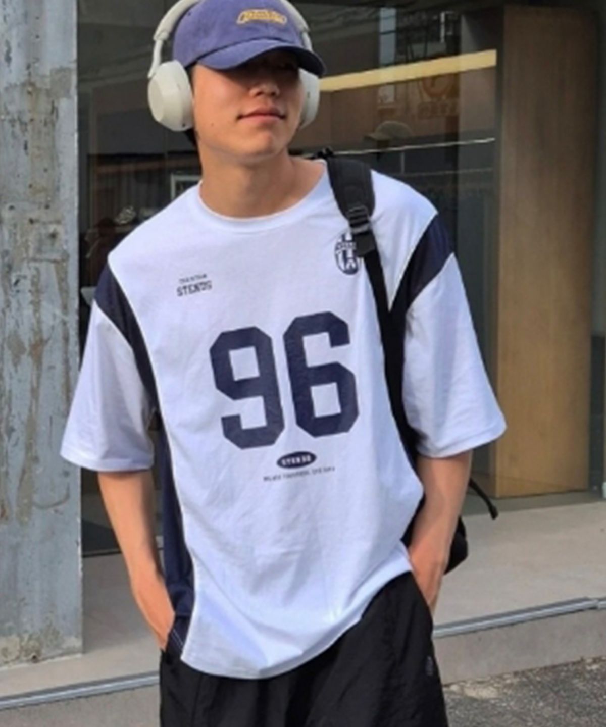 스탠즈(STENDS) [M~4XL] 블록코어 메쉬 풋볼 티셔츠_화이트