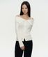 우먼즈 리브드 턴 다운 오프 숄더 가디건 [아이보리]
