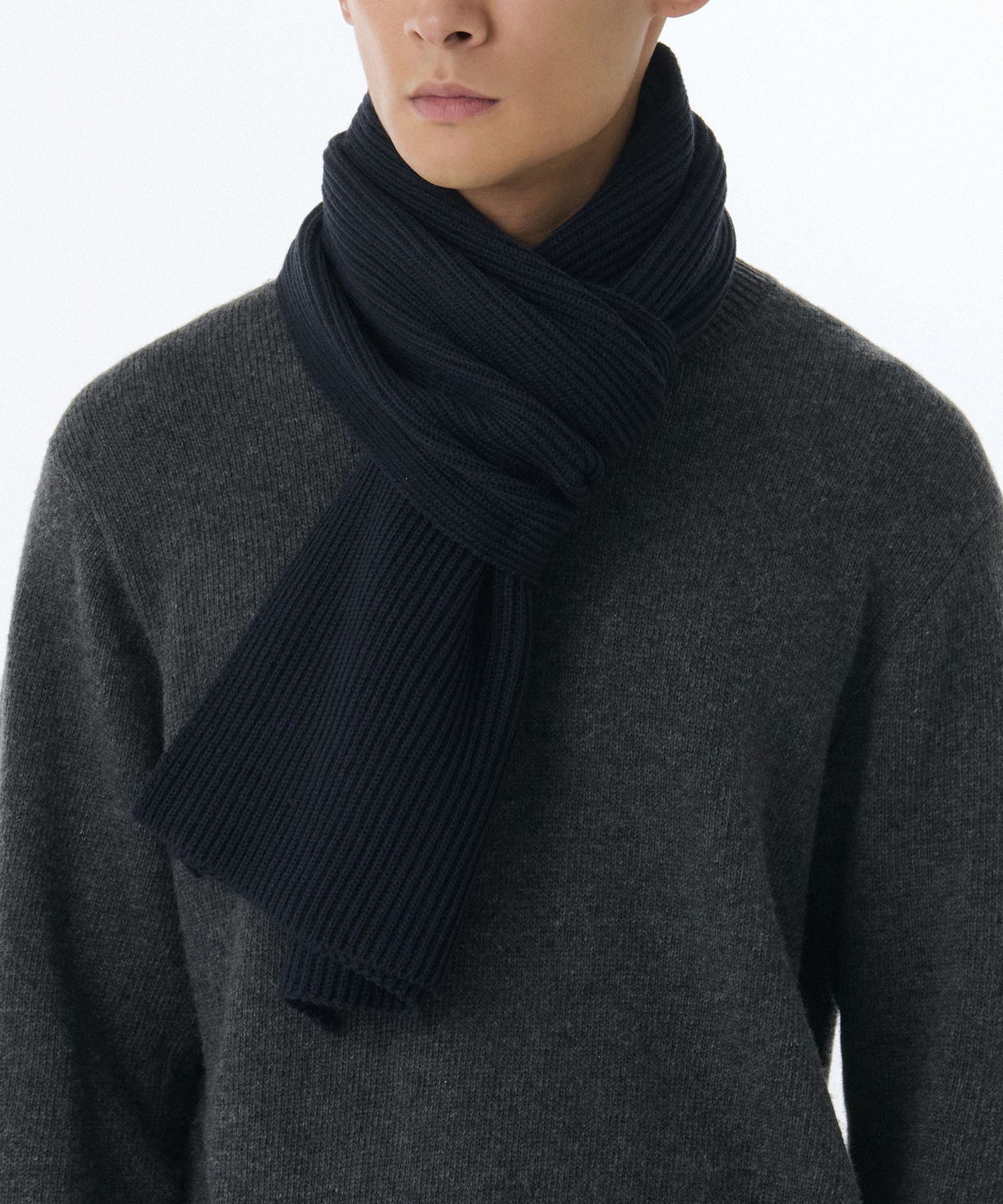 musinsastandard Ribbed Knit Muffler [Navy] [Navy]