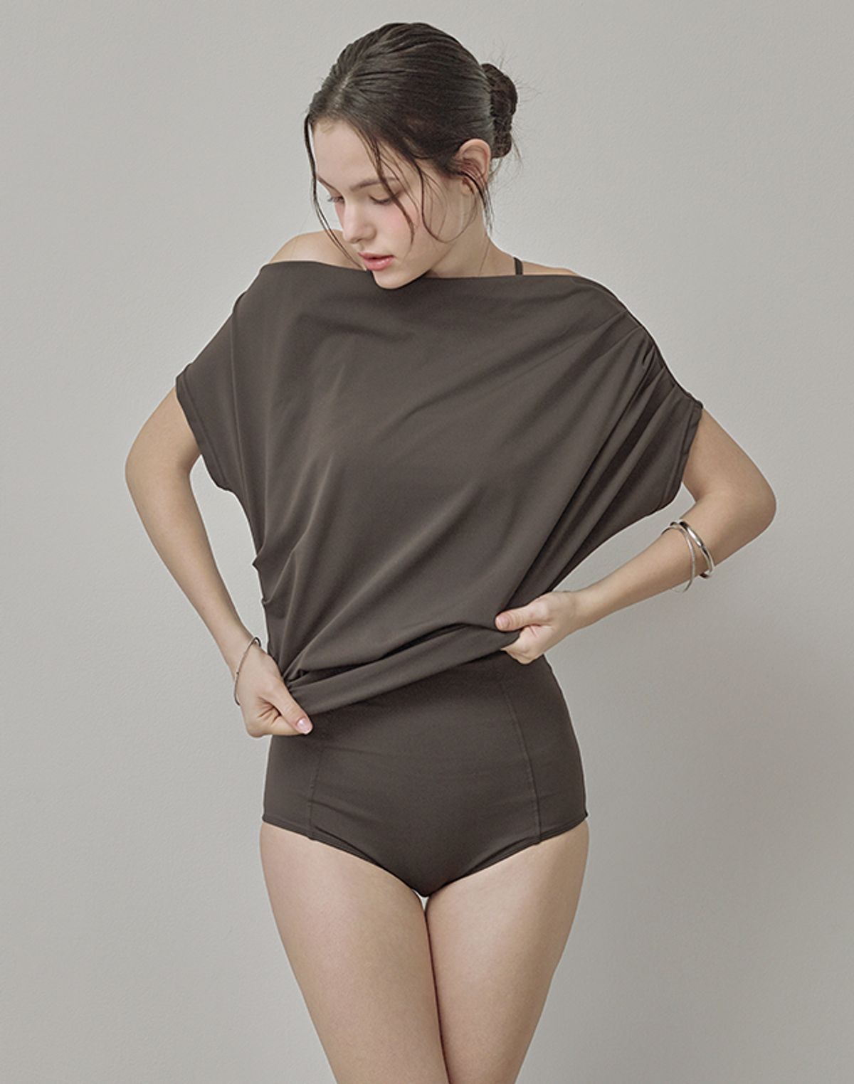 비키니밴더(VIKINI VENDER) 플루아 드레이프 커버업 비키니 Set 3pcs