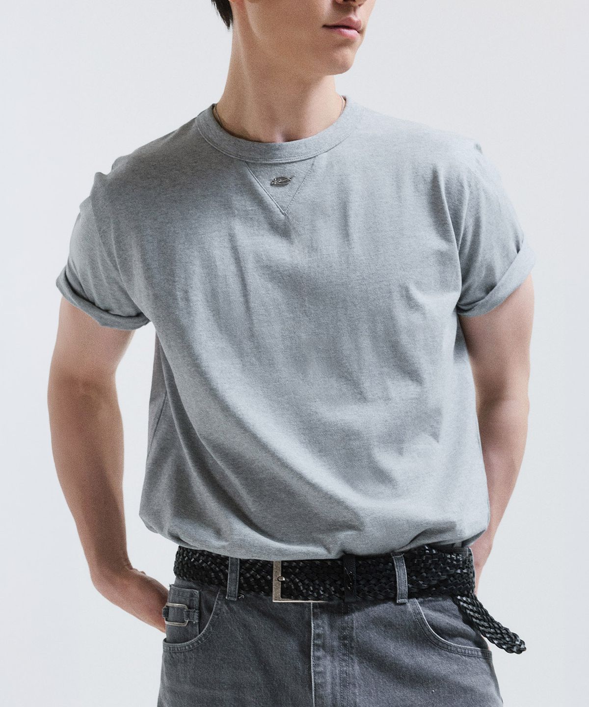 51퍼센트(51PERCENT) Metal Logo T-Shirt - Deep melange