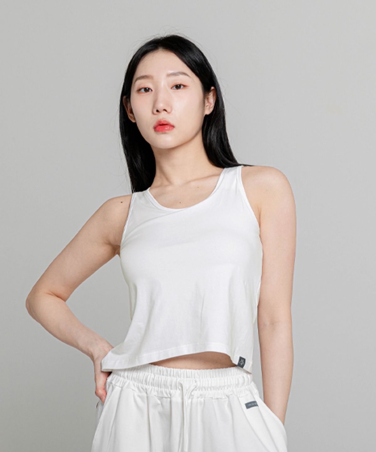 모어아웃(MOREOUT) 여성요가복 라운드 코튼 탱크탑 2TT4231