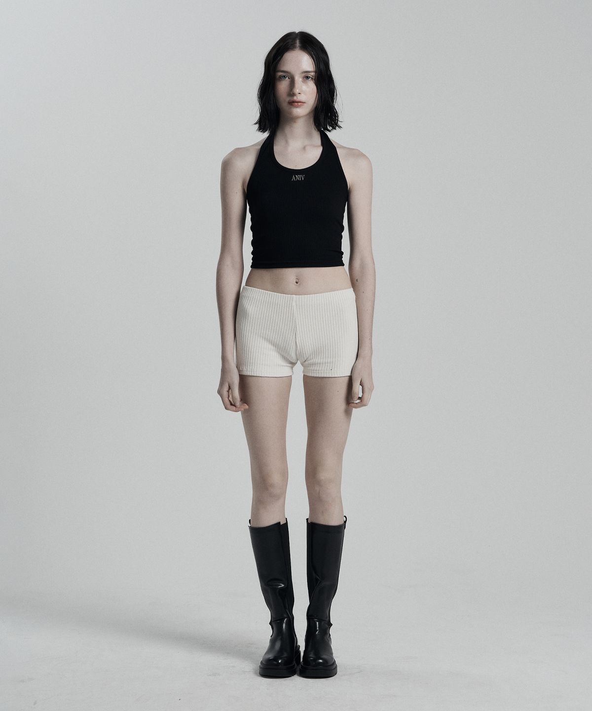 어니브(ANIV) KNIT MICRO SHORTS IVORY