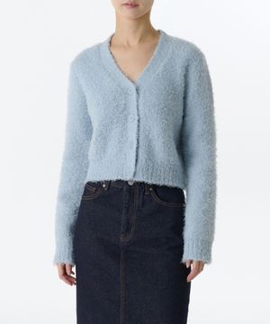 우먼즈 퍼지 크롭 가디건 [스카이 블루]