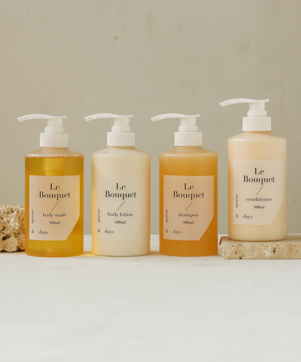 먼스앤데이즈(MONTHNDAYS) 르 부케 풀패키지(샴푸500ml+컨디셔너500ml+바디워시500ml+바디로션500ml)