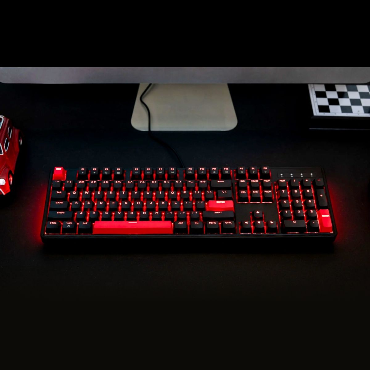 키크론(KEYCHRON) Lemokey X3 블랙 RED LED 적축 풀배열 게이밍 기계식 유선 키보드