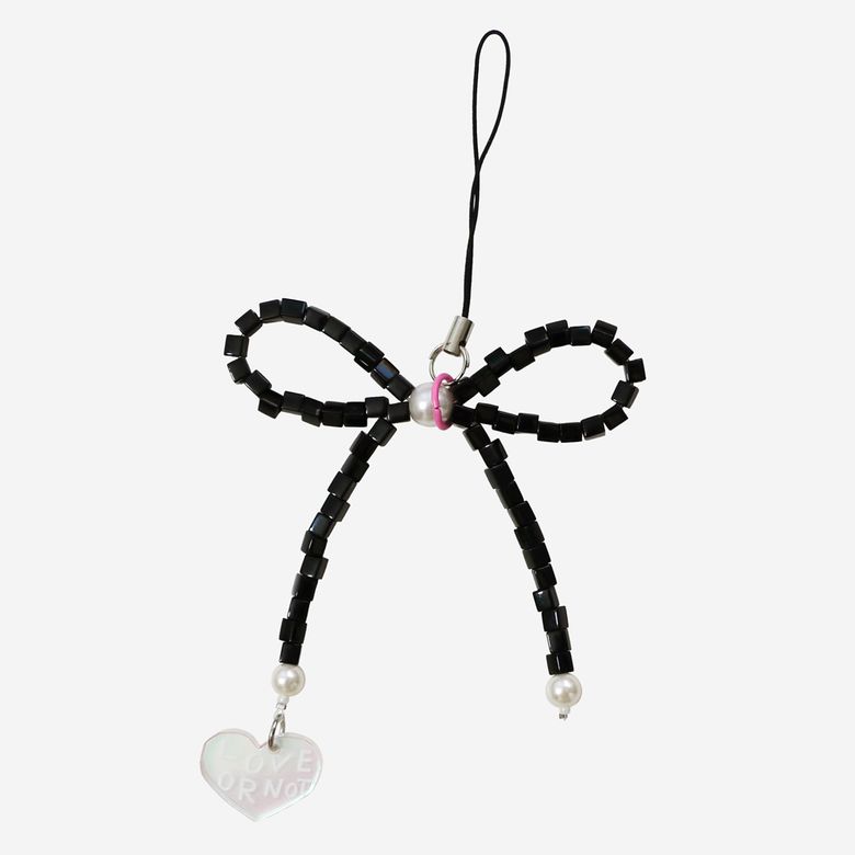 Black Ribbon Beads Strap