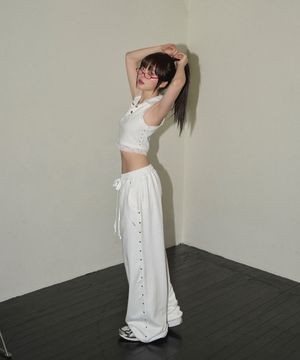 stud twinkle jogger pt - white