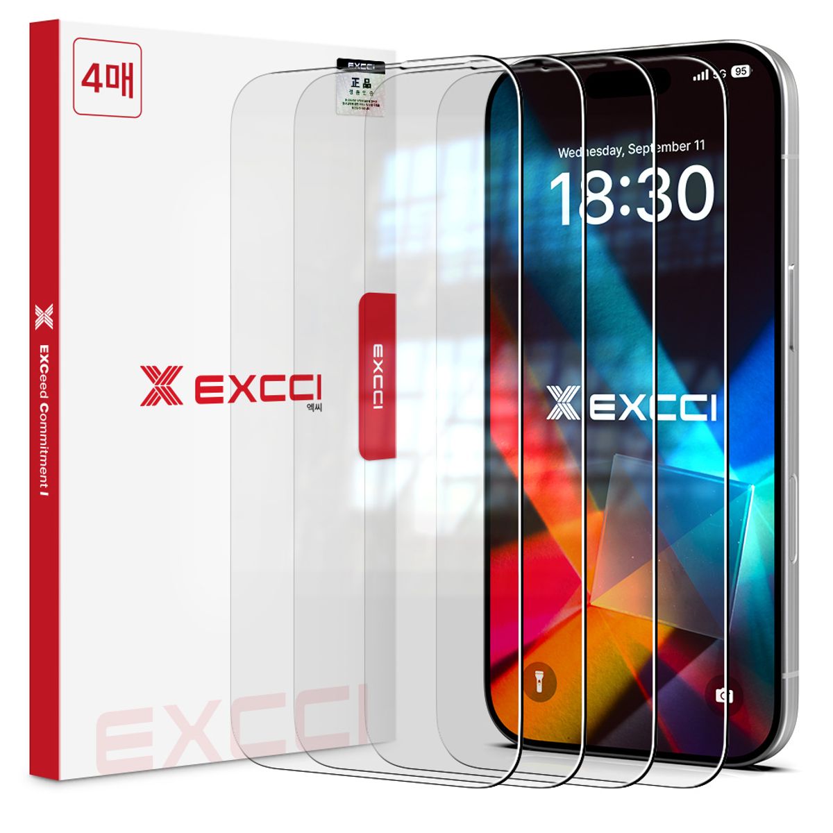 엑씨(EXCCI) 엑씨 갤럭시 아이폰 글리터 강화유리 액정보호필름 4매