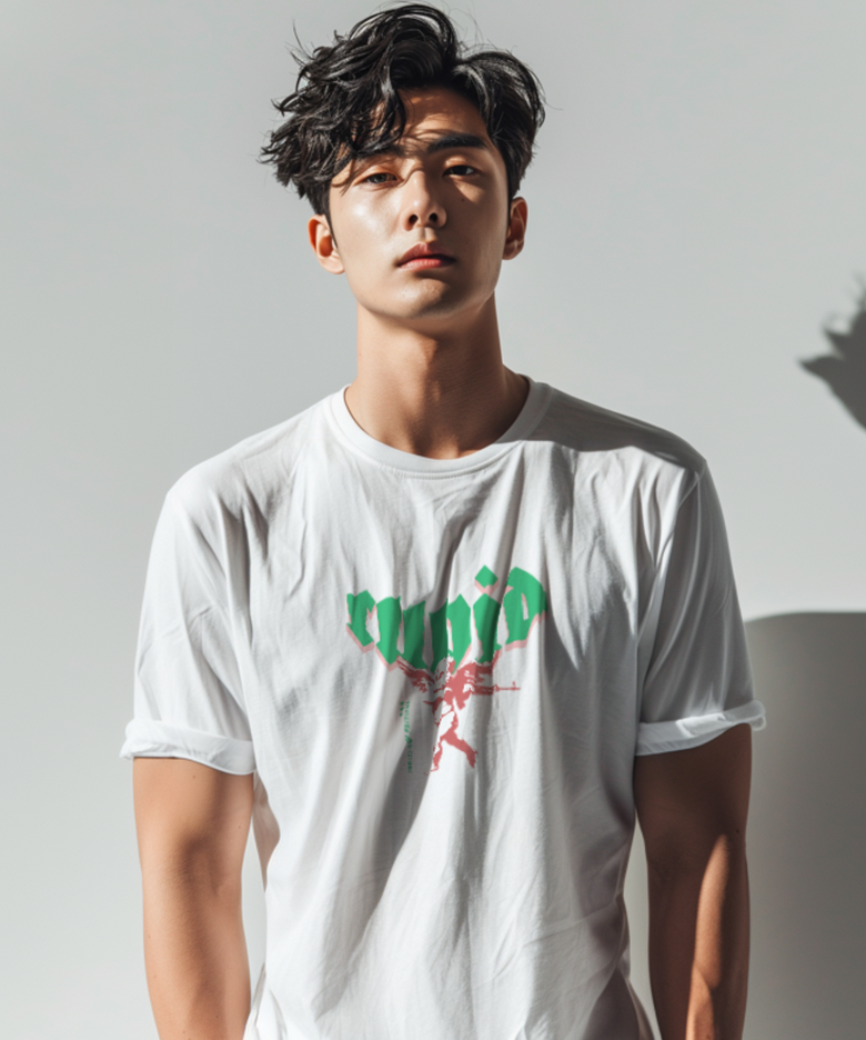 큐피드 스나이퍼 프린 20수 반팔 커플 티셔츠