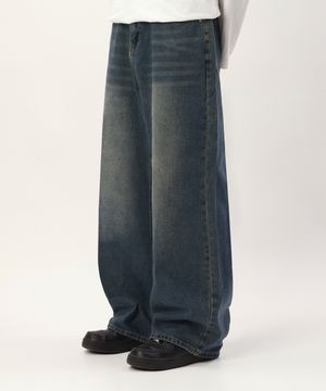 마빈 워싱 와이드 데님팬츠 중청