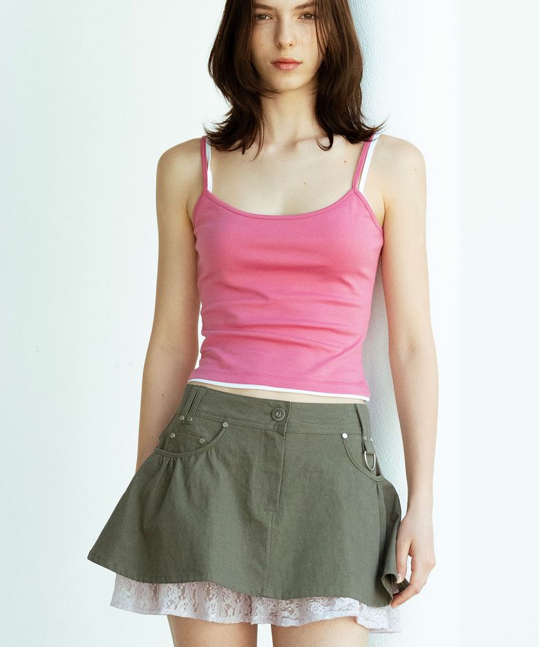 LILY LACE MINI SKIRT_KHAKI