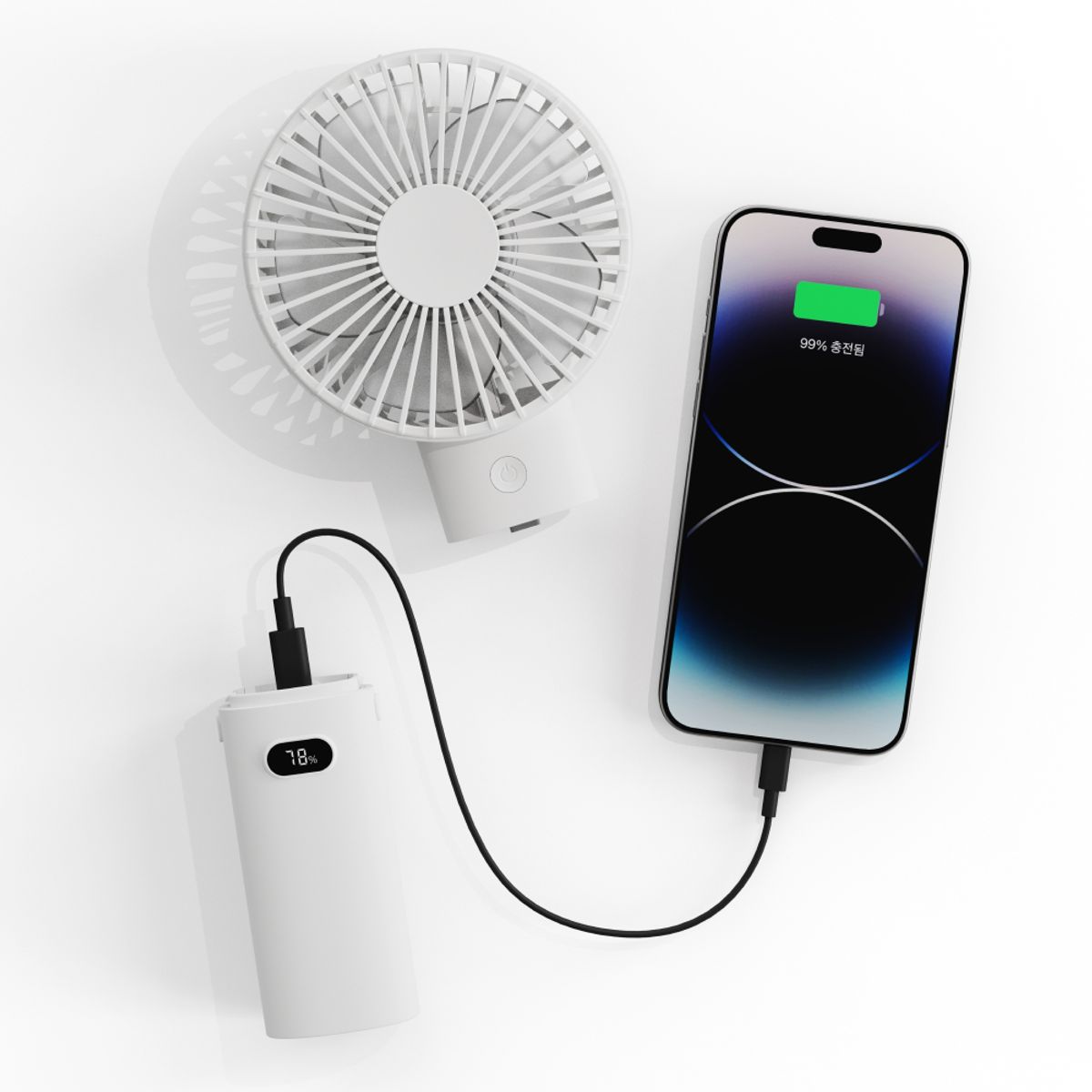 디버스(DEVERS) 저소음 보조배터리형 미니선풍기 (3000 mah )