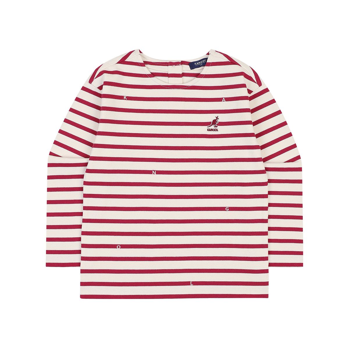 캉골키즈(KANGOL KIDS) 롱 슬리브 스프라이프 티셔츠 QC 0007 버건디