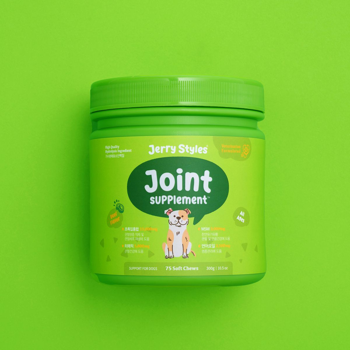 제리스타일스(JERRYSTYLES) 조인트 강아지 관절 영양제 300g 75chews