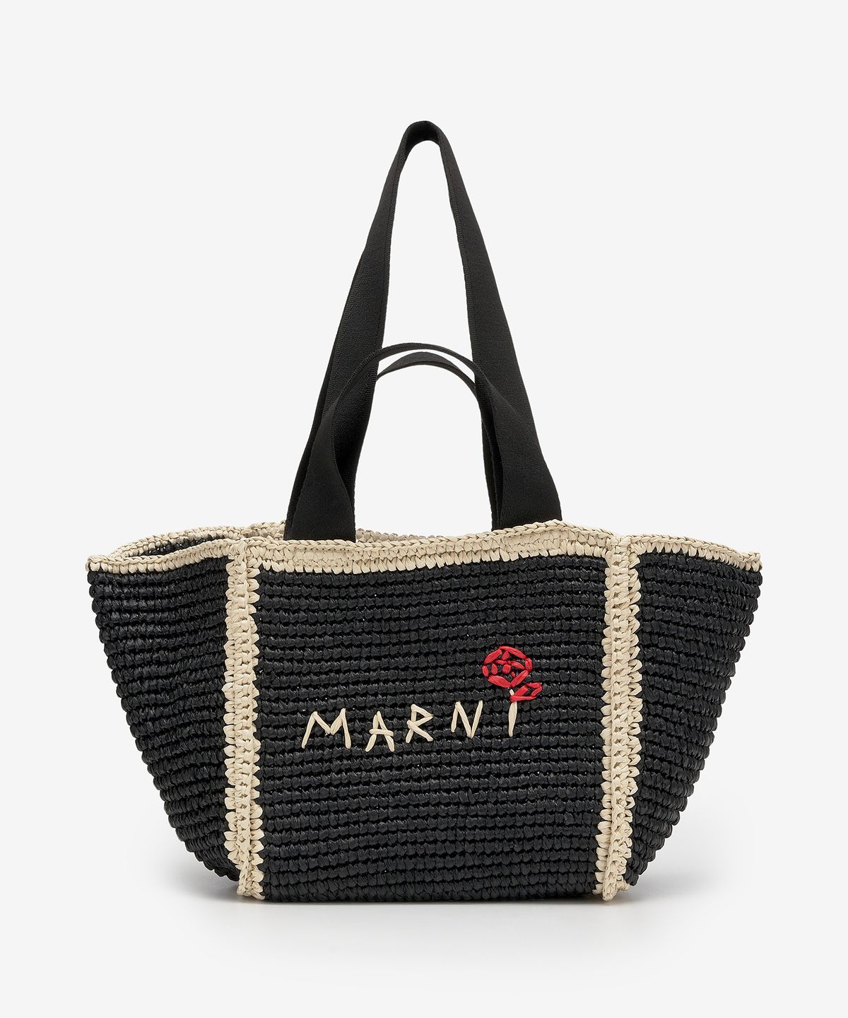 마르니(MARNI) 스몰 라피아 쇼퍼 토트백 - 블랙:아이보리:블랙 / SHMP0121L0P6769ZO762