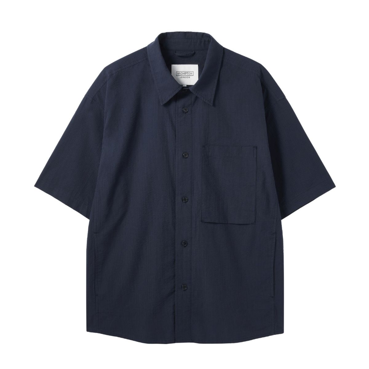 브롬톤 런던(BROMPTON LONDON) COTTON SET SEERSUCKER HALF SLEEVE SHACKET - NAVY (P242MJK535)