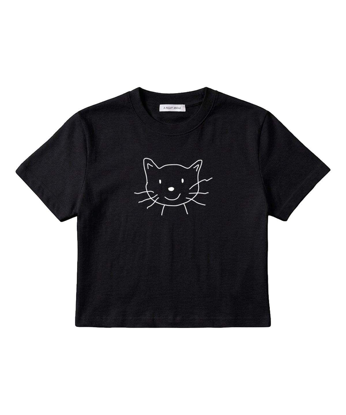 어라이트앵글(ARIGHTANGLE) CAT FACE CROP TEE(BLACK)