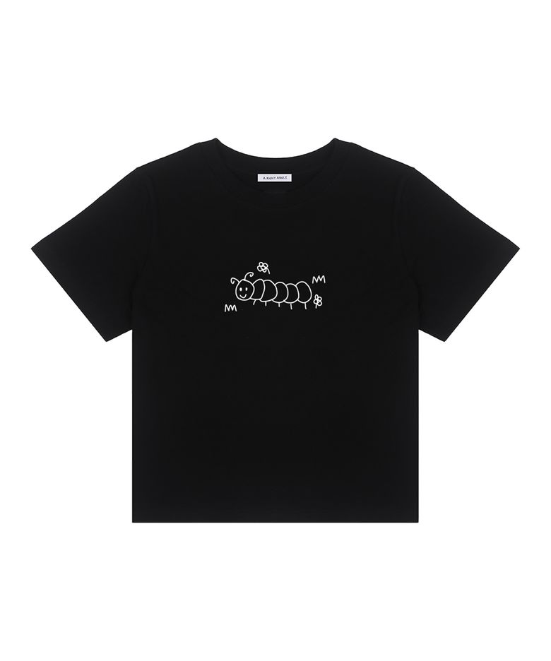 Larva crop tee (black)