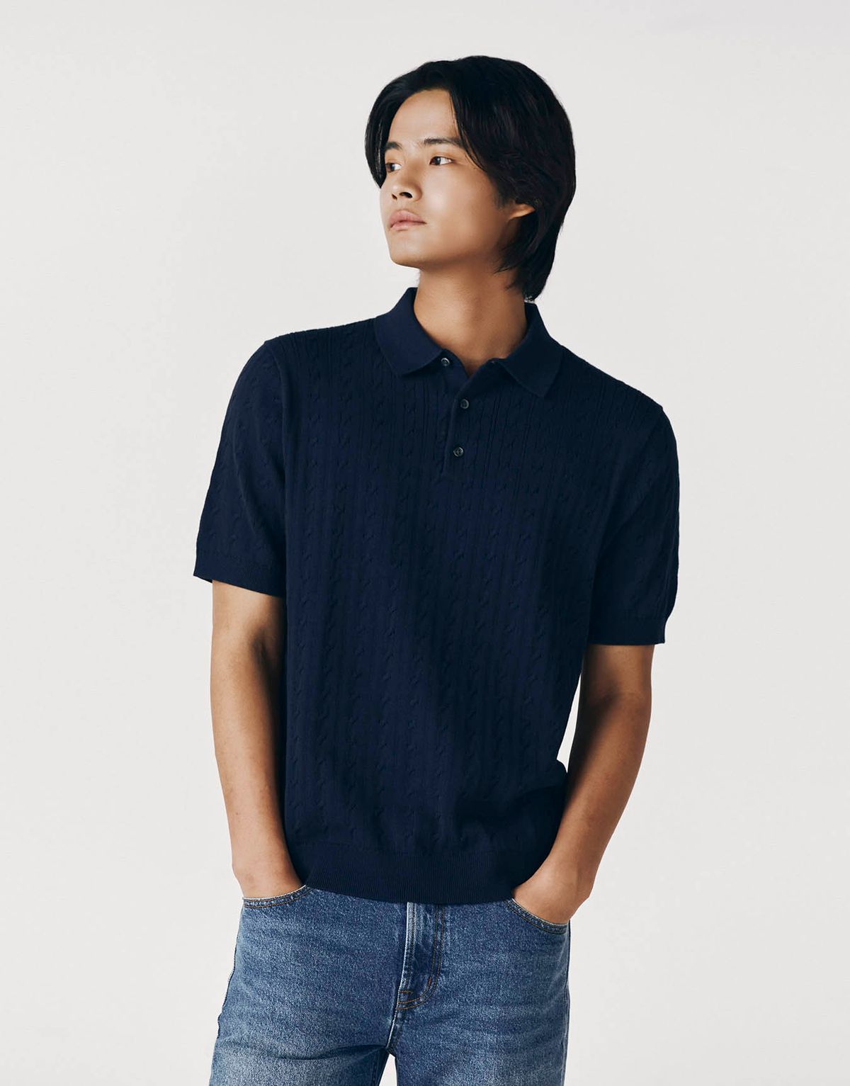지오다노(GIORDANO) 케이블 폴로넥 반팔 니트(12GG) 054911 [6color]