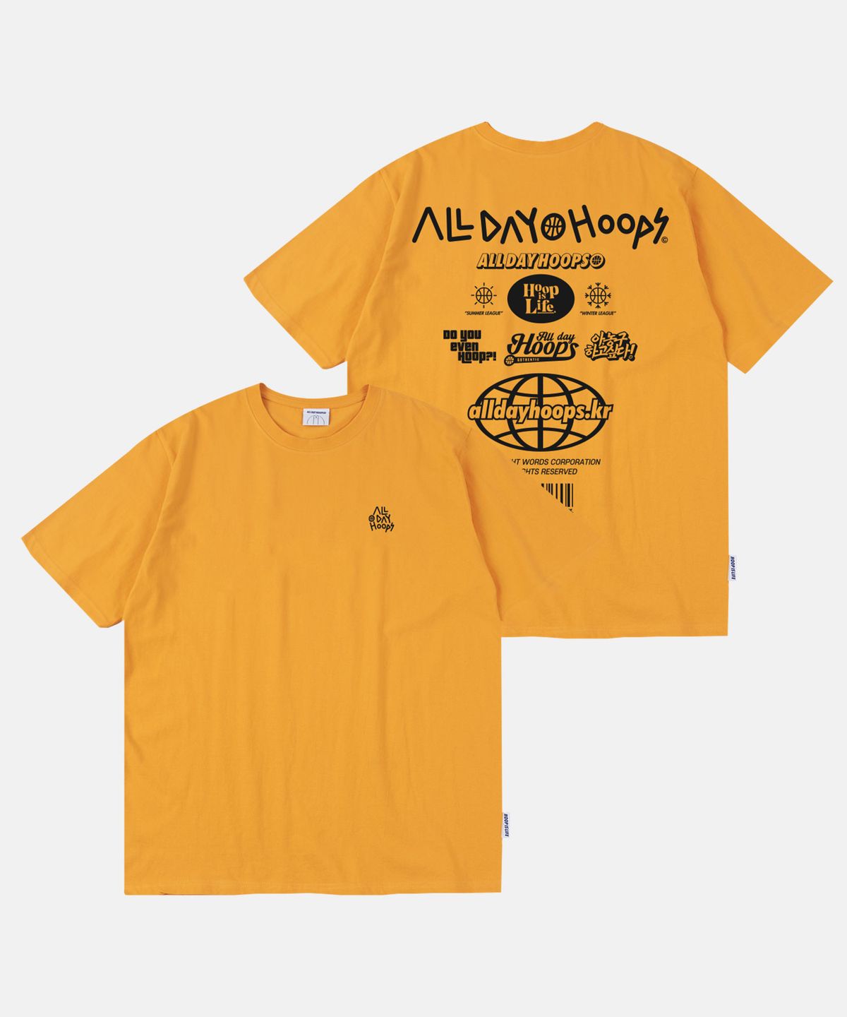 올데이훕스(ALL DAY HOOPS) 후프 S2 로고 반팔티 머스타드