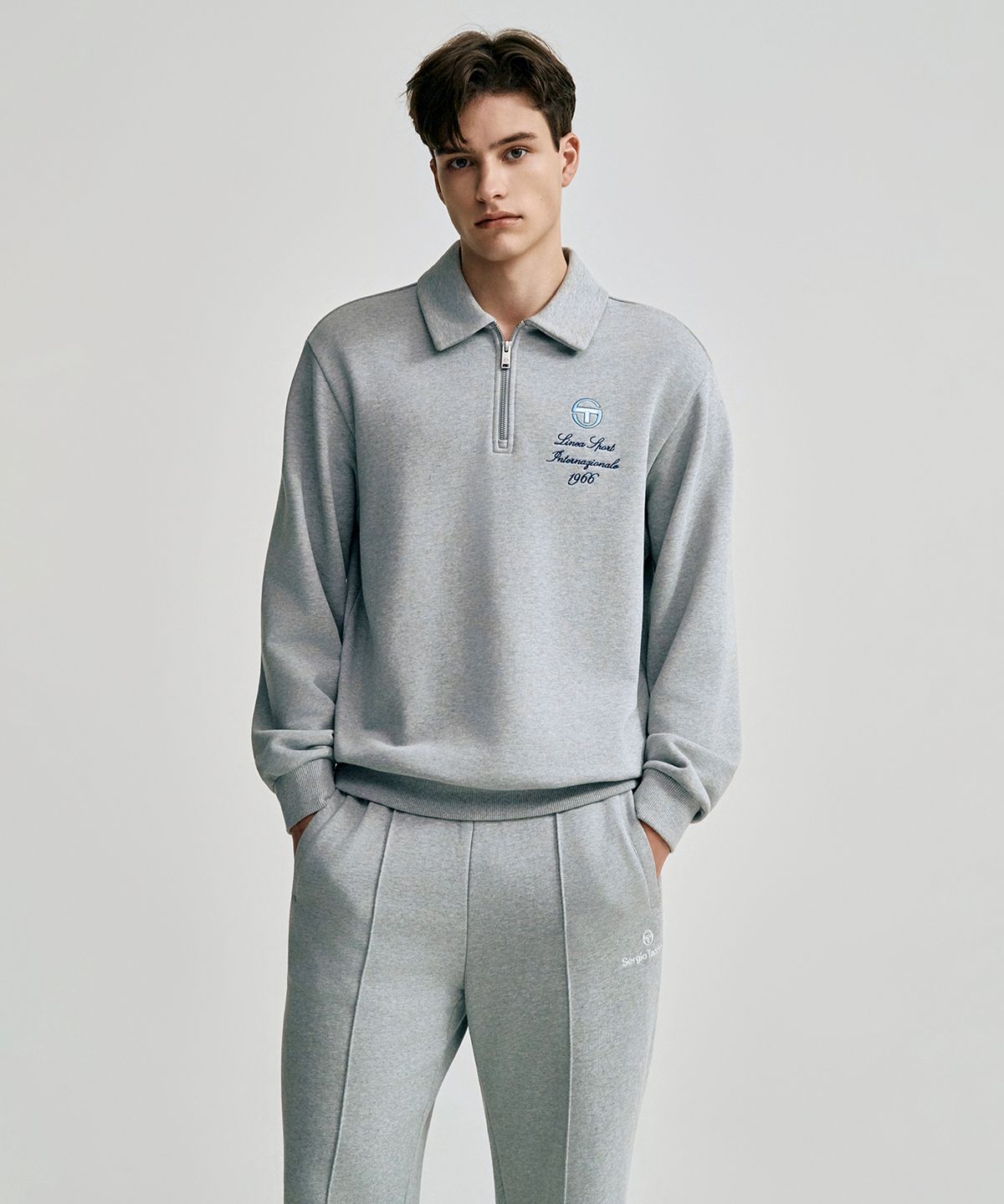 세르지오 타키니(SERGIO TACCHINI) M 프레피 하프집업 맨투맨 (Melange Grey)