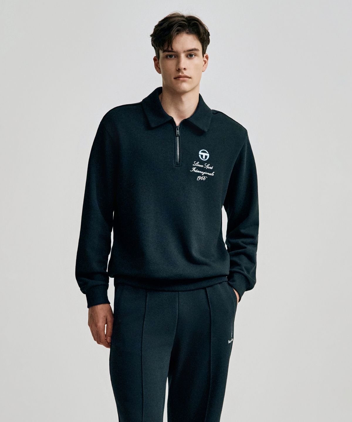 세르지오 타키니(SERGIO TACCHINI) M 프레피 하프집업 맨투맨 (Black)