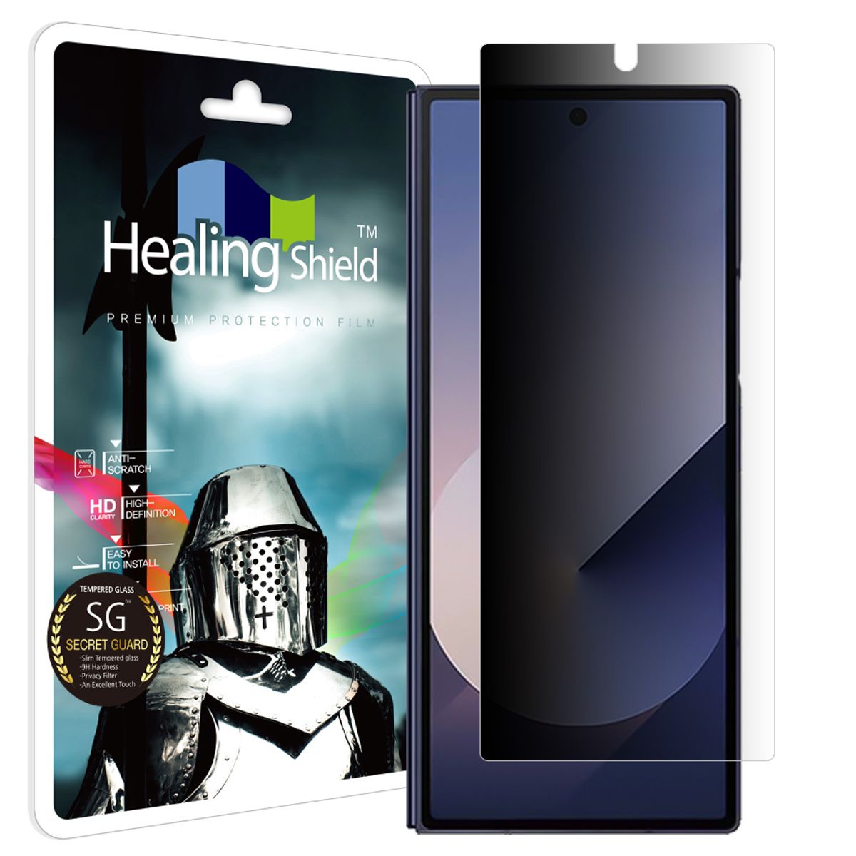 힐링쉴드(HEALINGSHIELD) 갤럭시 Z폴드6 사생활보호 정보보안 외부액정 강화유리필름 1매