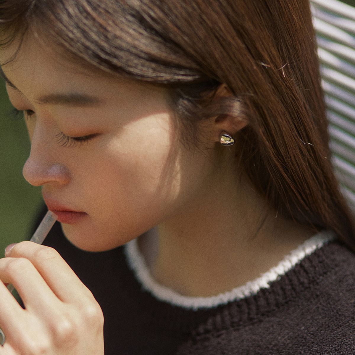 어다울(ADAUL) Pearl knob reversible earring - silver