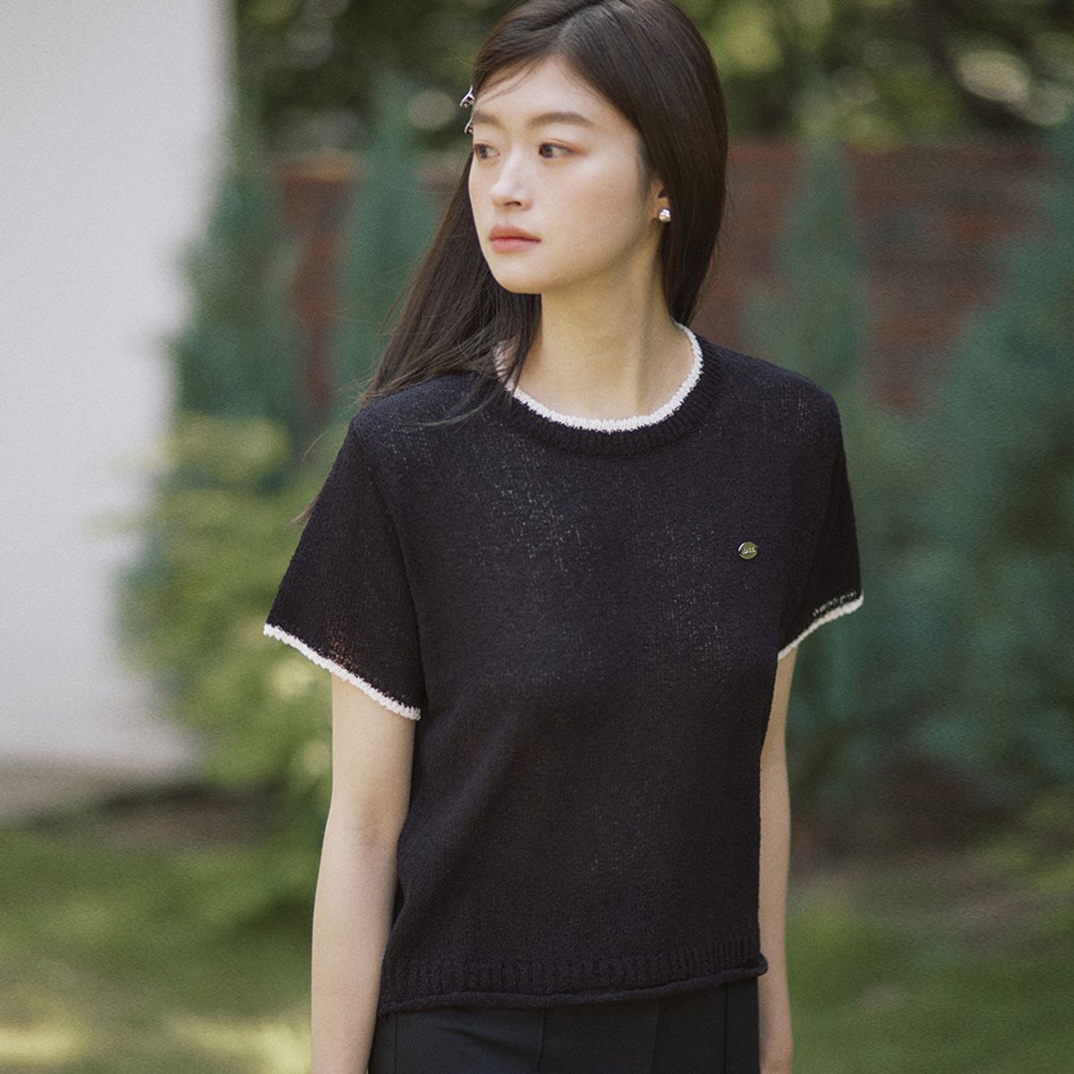 어다울(ADAUL) Coloring point half knit - black