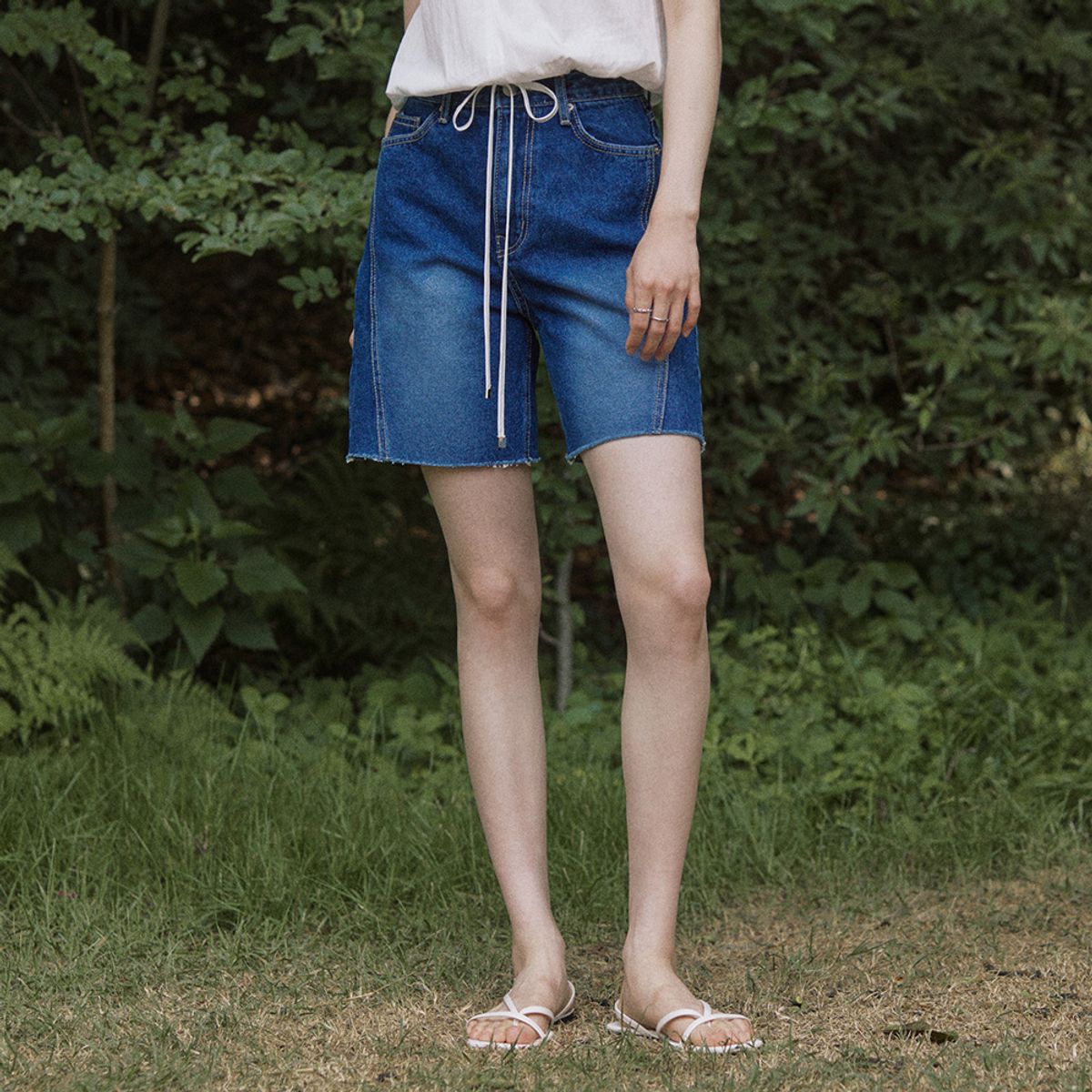 어다울(ADAUL) Choppy two line vintage short pants - blue