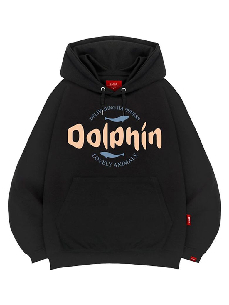 돌핀레터링 후드티 남녀공용 빅사이즈 M~4XL