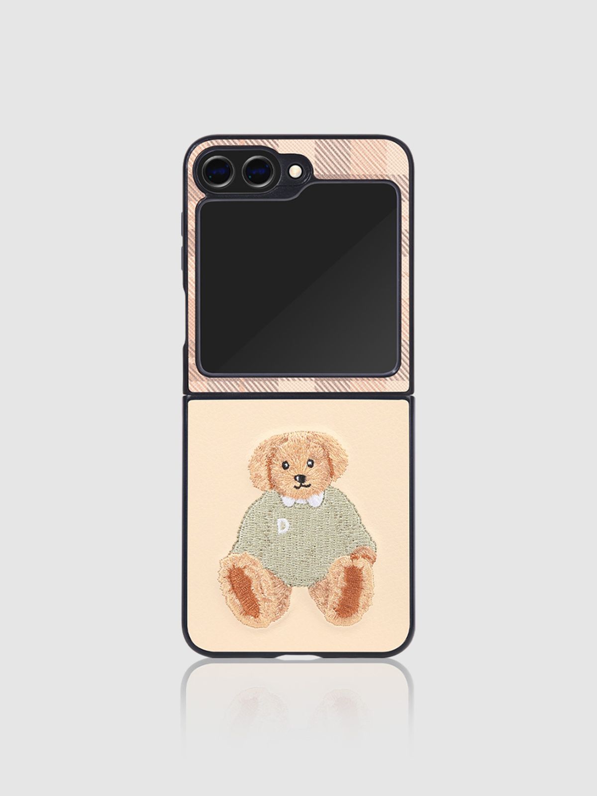 디자인스킨(DESIGNSKIN) 갤럭시Z플립6 클래식 자수 포켓 케이스 ver.2-아이보리 퍼피