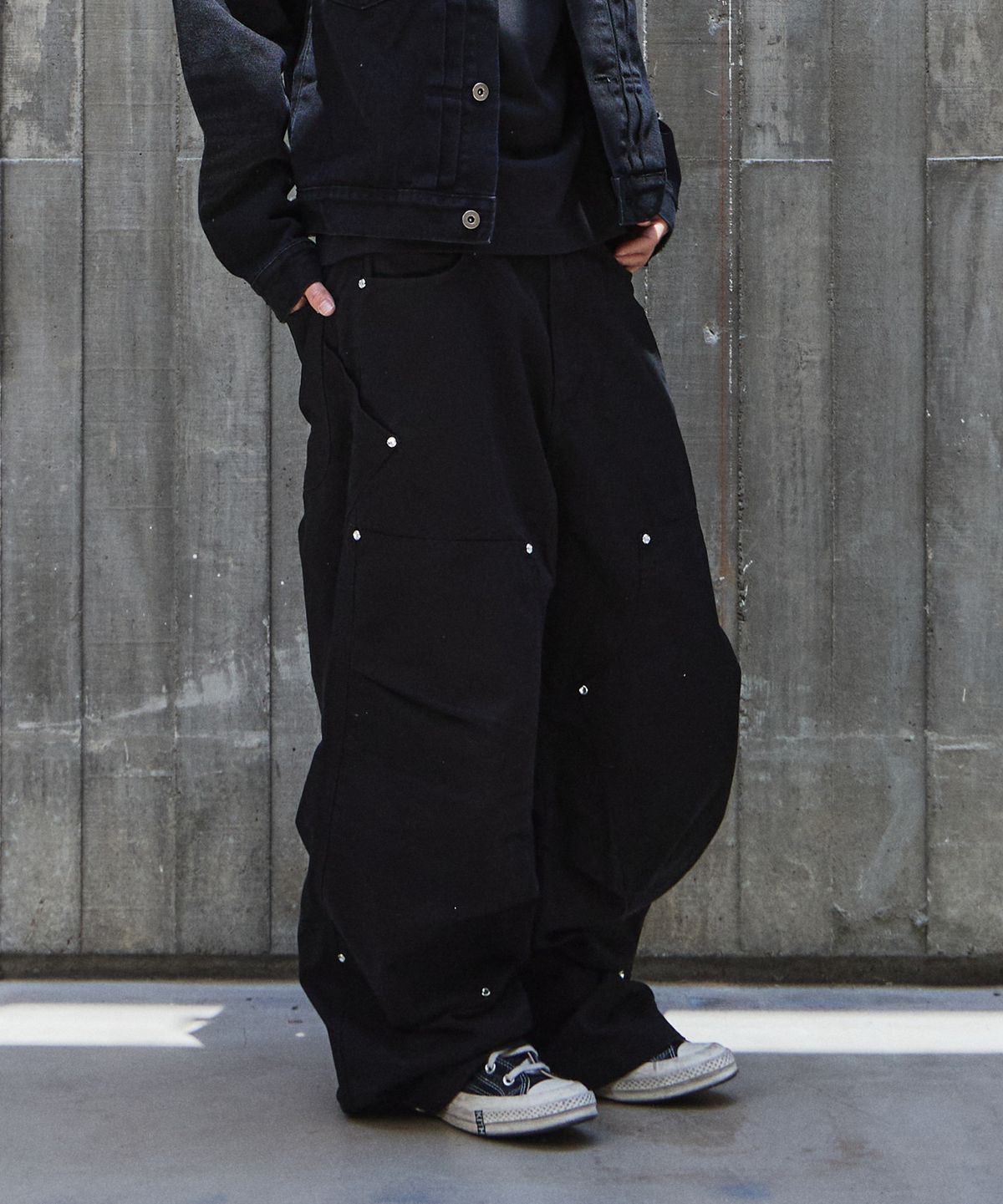 9999아카이브(9999ARCHIVE) Jewelry Revet Double Knee Pants
