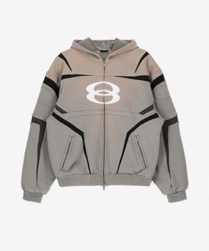 바이커 후드집업 - 그레이:화이트 / 790359TQVM21250