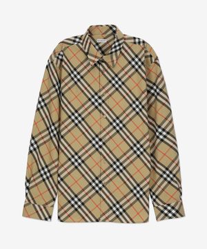 체크 코튼 레귤러핏 셔츠 - 샌드 / 8087634