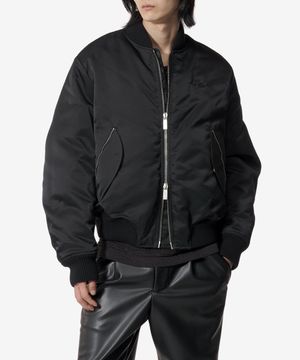 로고 자수 봄버 재킷 - 블랙 / OMEH054C99FAB0011010