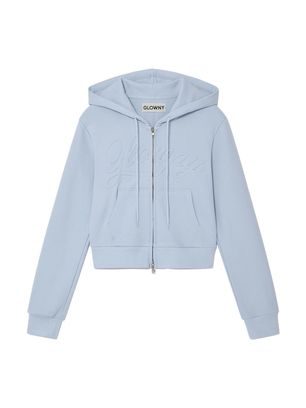글로니(GLOWNY) JORDAN CROP ZIP-UP HOODIE (BABY BLUE)