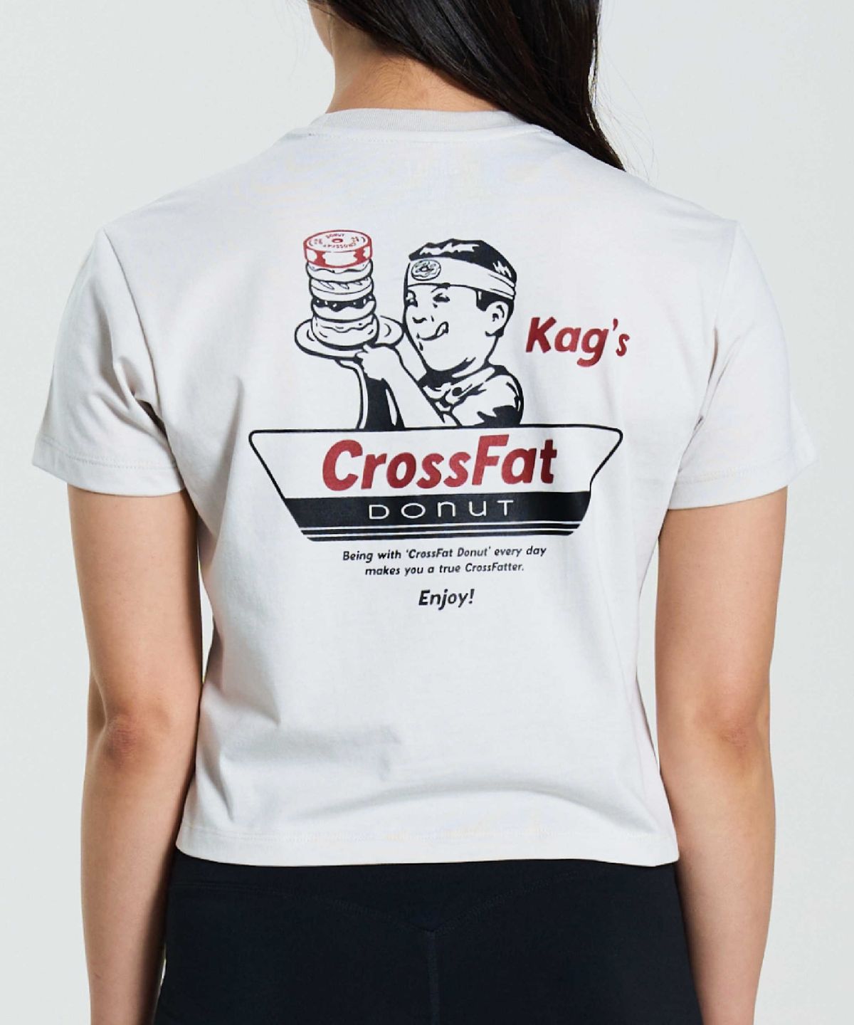 카키그라도(KHAKI GRADO) 도넛보이 레귤러핏 크롭 티셔츠 (라이트그레이)