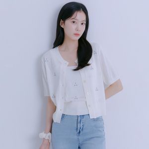 꽃자수 반팔 가디건(3colors)_RMCKE37RT1