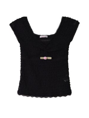 로즈 셔링 탑(블랙)