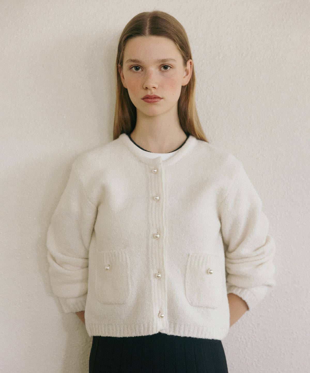튜드먼트(TTUDEMENT) CLASSIC BUTTON CARDIGAN IVORY