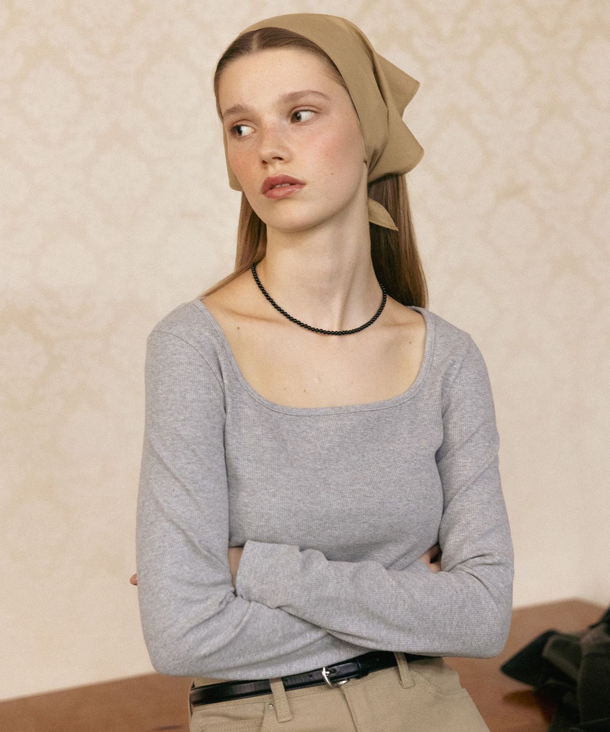 튜드먼트(TTUDEMENT) SQUARE LONG SLEEVE TOP GREY