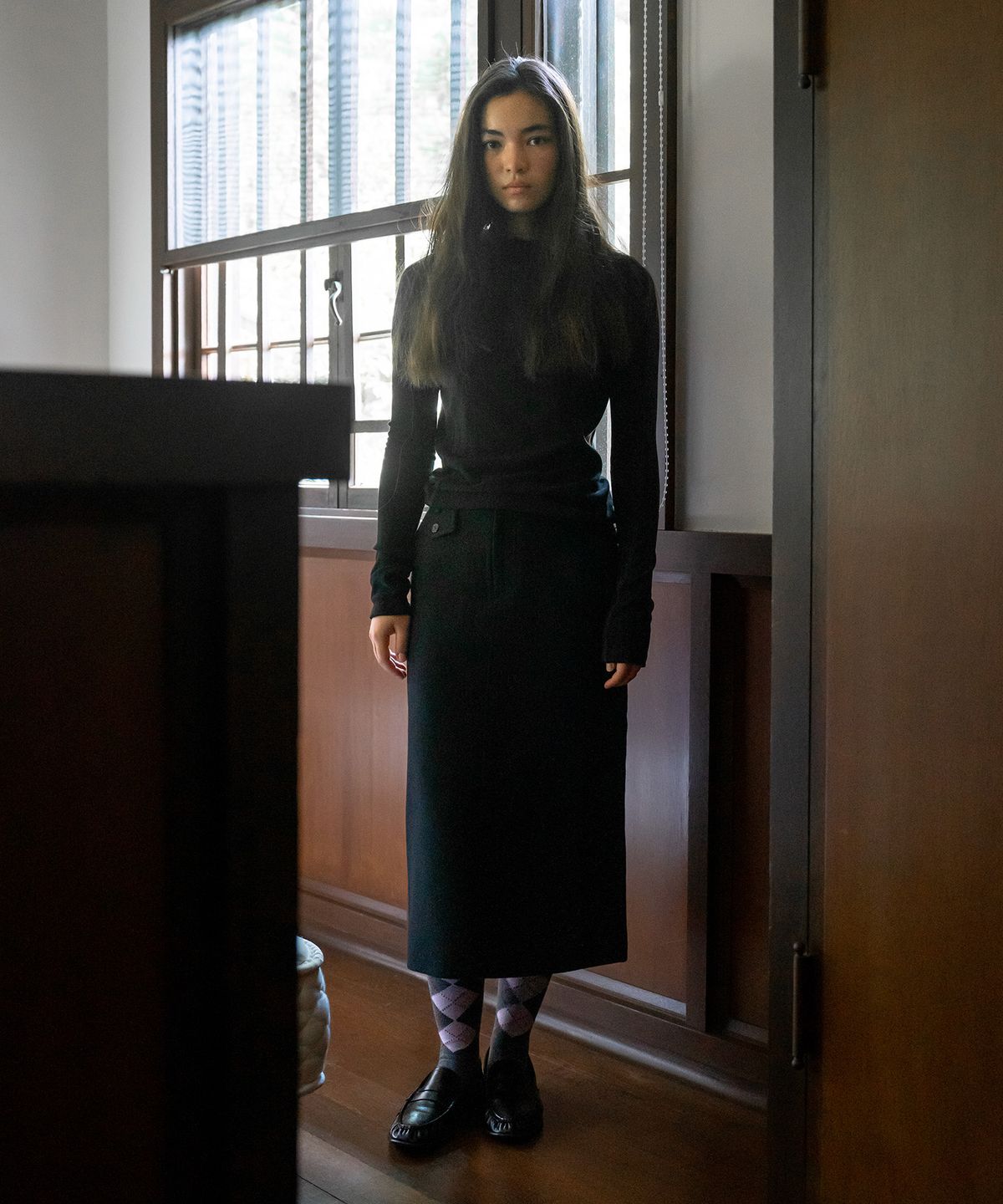 튜드먼트(TTUDEMENT) H-LINE POCKET SKIRT BLACK