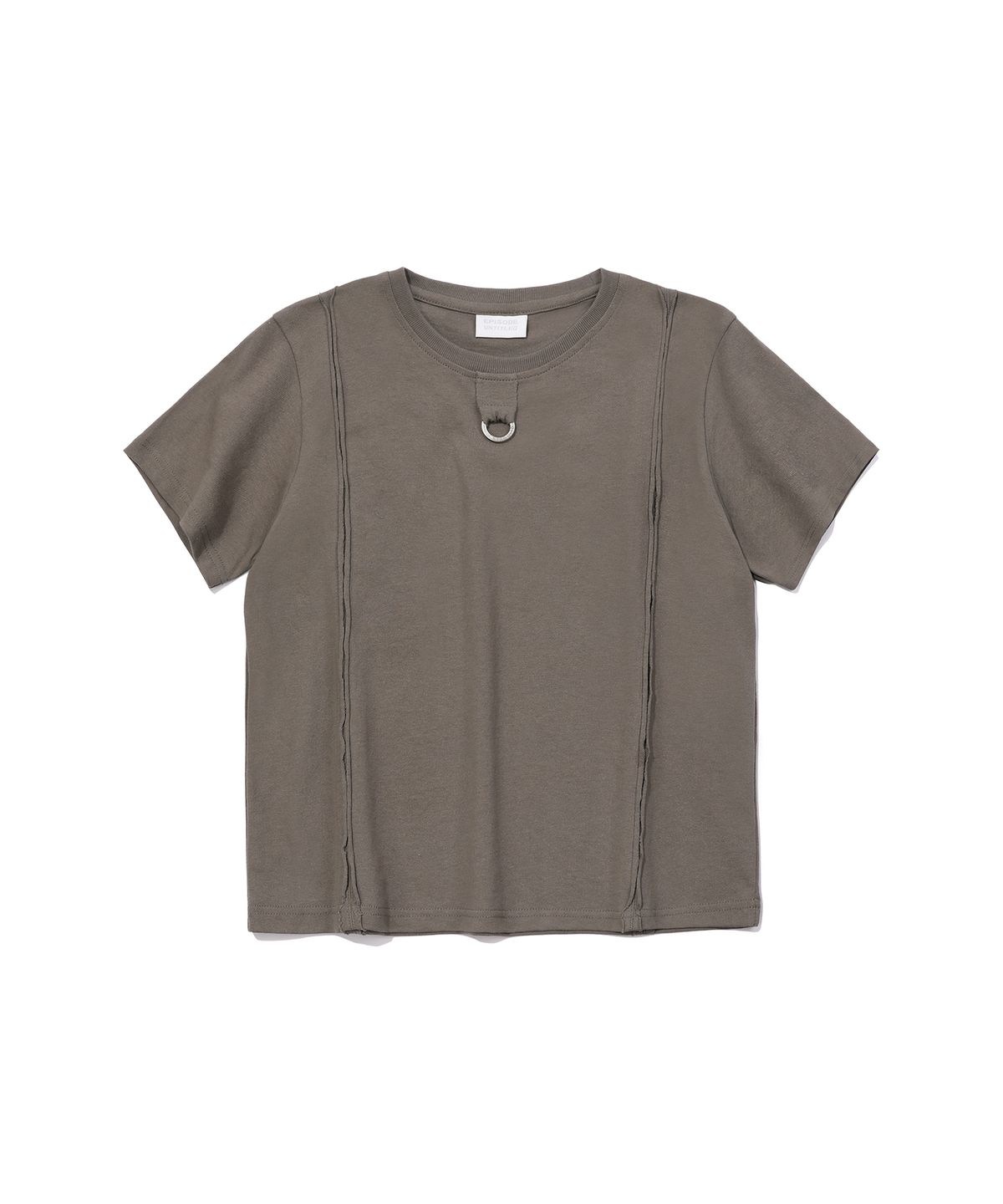 에피소드 언타이틀(EPISODE UNTITLED) CROP CUT-OFF LOGO RING POINT T-SHIRT_KHAKI