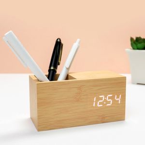 유즈비 우드연필꽂이 LED탁상시계