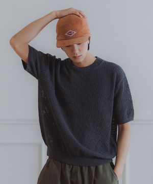 [DE LUXE] 워셔블 부클 라운드넥 하프 니트 DLX1213 (4 COLOR)