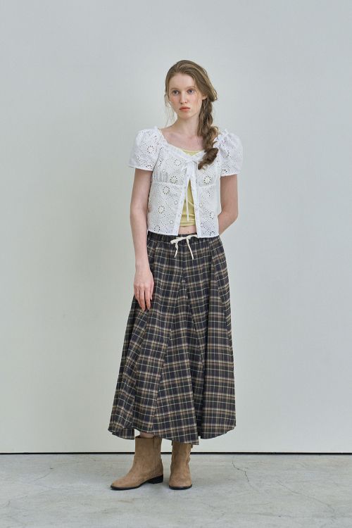 스컬프터(SCULPTOR) Folded Waist Plaid Skirt Blue Check - 사이즈